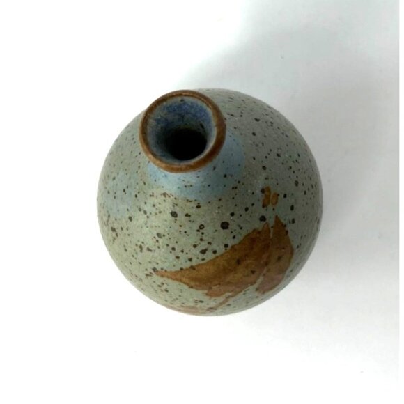 Vintage Studio Pottery Speckled Stoneware Glazed Decorative Vase Artist Signed - Picture 6 of 8